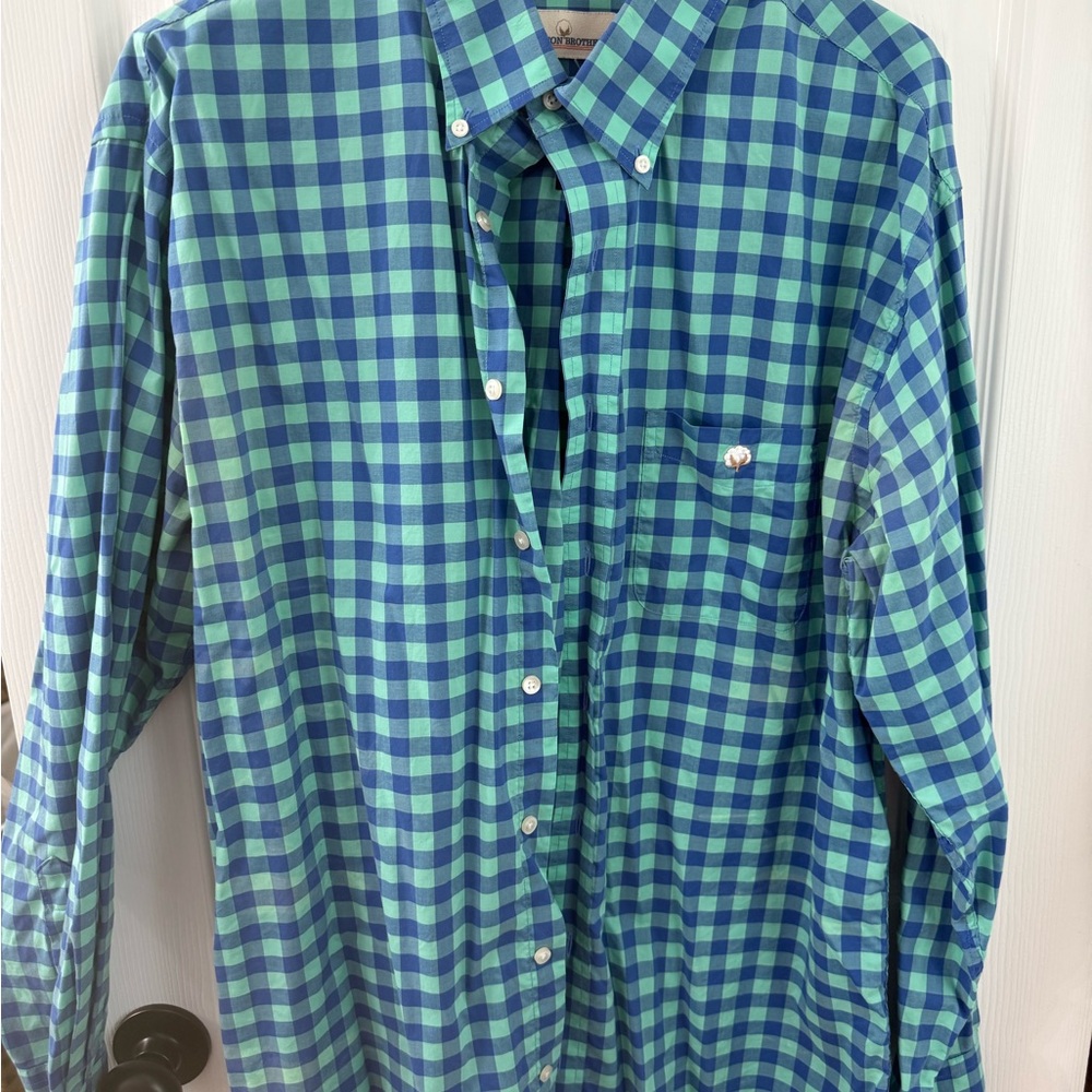 Classic Blue and Green Plaid Men's Shirt